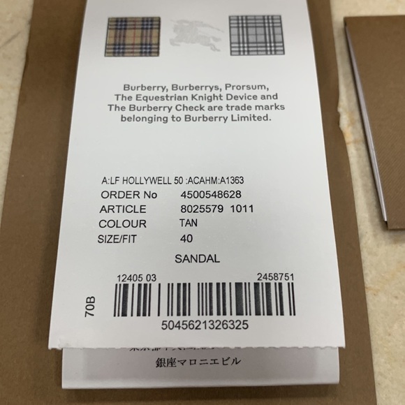 BURBERRY ALF HOLLYWELL 50 BLOCK HEEL SANDALS TAN WITH GOLD TB SIDE STRAP LOGO 40 - Picture 13 of 13